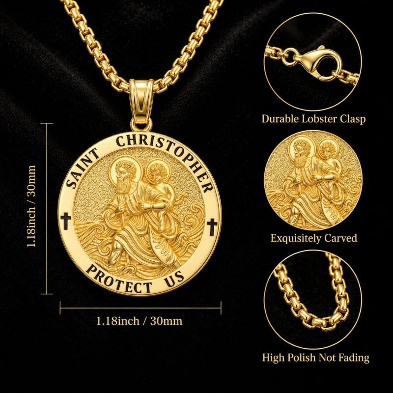 Patron Saint Medal Gold Plated Catholic Pendant Christian Religious Necklace Amulet Jewelry
