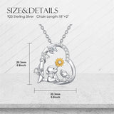 Sterling Silver Cubic Zircon Mother Daughter Mama Bear Giraffe Elephants Otters Penguins Heart Pendant Necklace