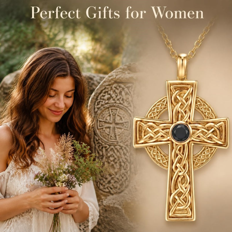 14K Gold Plated Cross Necklace for Women