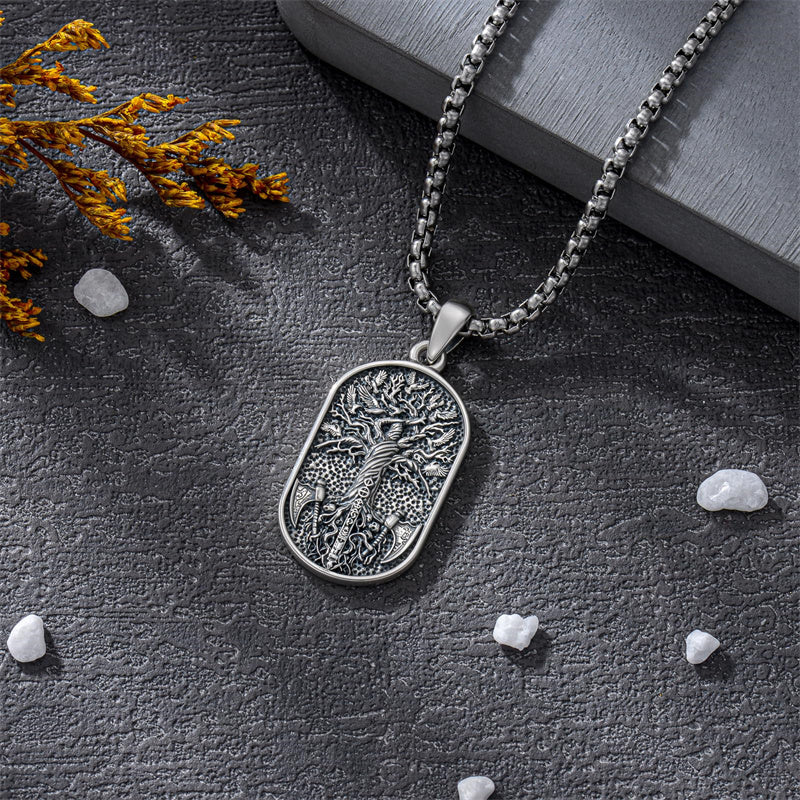 Sterling Silver Memento Mori Tree of Life Anubis Pendant Viking Amulet   Protection Pendant Necklace Egyptian Jewelry