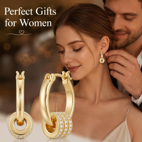 14K Gold Plated Cubic Zirconia Knot  Earrings for Women
