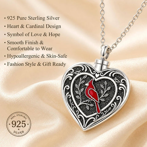 Sterling Silver Cross Hummingbird Cardinal  Rose Sunflower Urn  Necklace for Ashes Cremation Jewelry