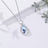 Sterling Silver Teardrop Gemstone Rose Butterfly Infinity Heart Necklace for Women
