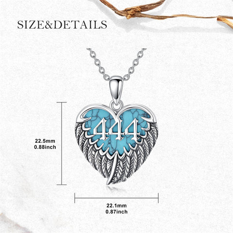 Sterling Silver Turquoise Angel Number 11:11 111 333 444 Pendant Necklace