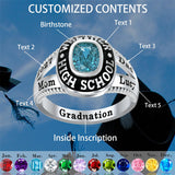 Sterling Silver Personalized Birthstone Engraved 2026 High School College Graduation Class Ring