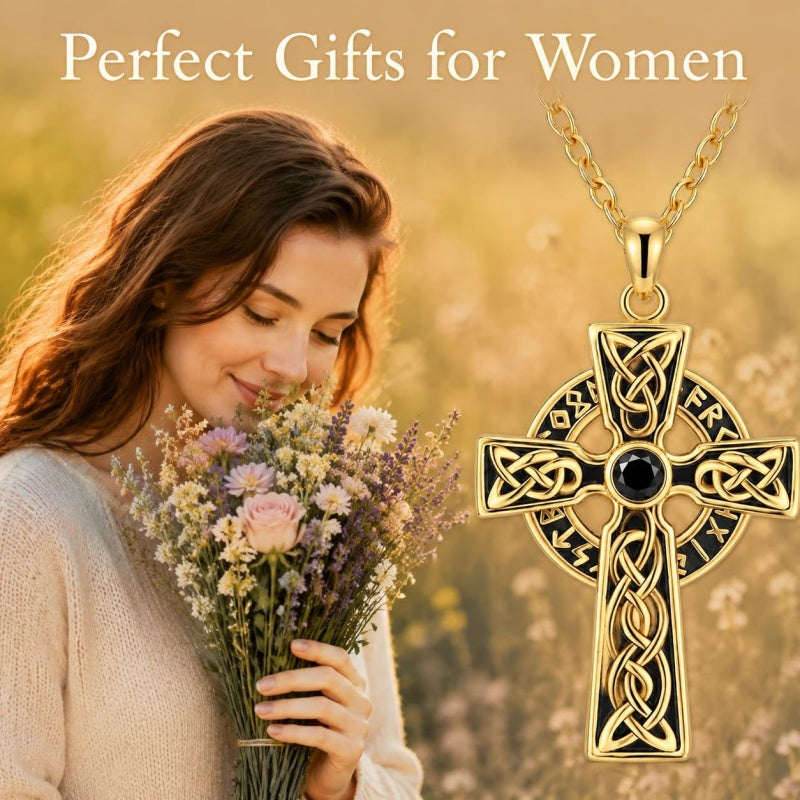 14K Gold Plated Cross Necklace for Women