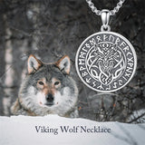 Sterling Silver Viking Raven Bear Odin Wolf Pendant Necklace for Men