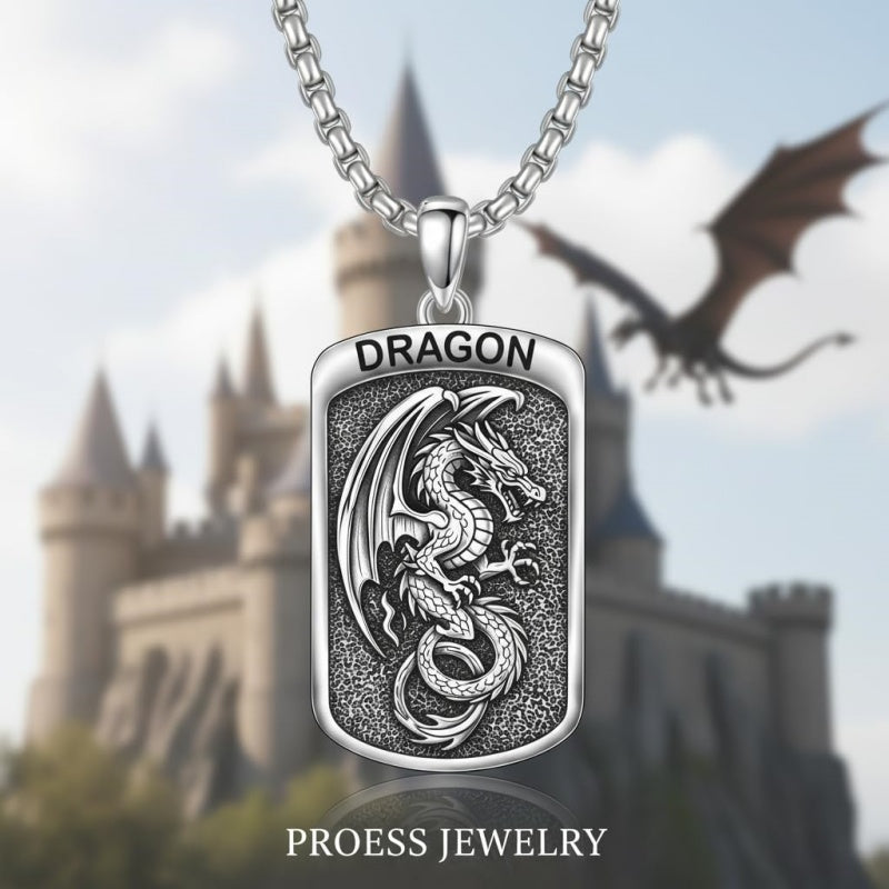 Sterling Silver Tiger Eagle Lion Dragon Phoenix Necklace for Men Animal Jewelry Gifts for Chrismas Birthday