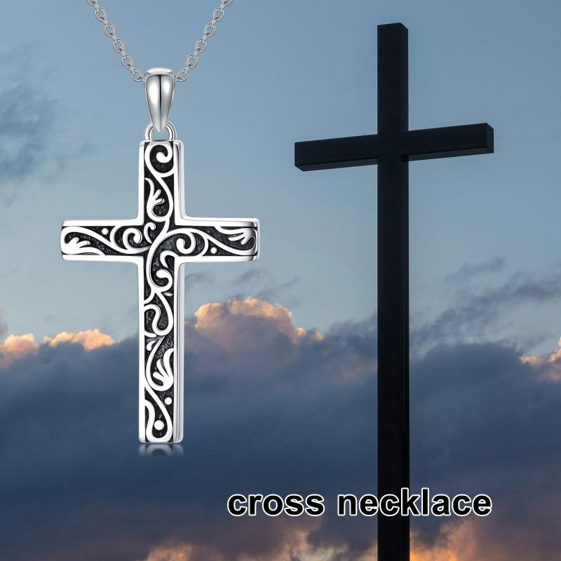 Sterling Silver Cross Pendant Necklace Christian Religious Jewelry Gifts for Anniversary