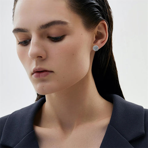 Sterling Silver Viking Raven Crow Skull Stud Earrings