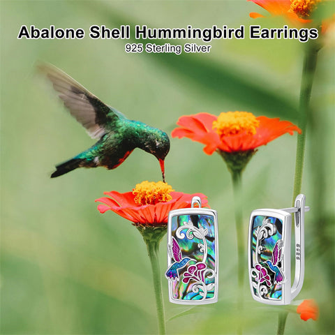Sterling Silver Abalone Shell Mountain Cat Dog Fox Dragonfly Hummingbird Earring