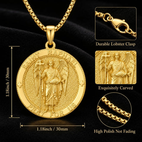 Patron Saint Medal Gold Plated Catholic Pendant Christian Religious Necklace Amulet Jewelry