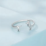 Sterling Silver Dachshund Adjustable Animal Ring