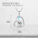 Sterling Silver Moonstone Pug Chihuahua Poodle German Shepherd Maltese Pendant Necklace Engraved wth I Love You Forever
