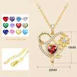 10K 14K 18K Yellow Gold  Birthstone Sunflower Pendant Necklace Engraved with You Are My Sunshine