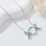 Sterling Silver Moonstone Peace Sign  Pendant Necklace