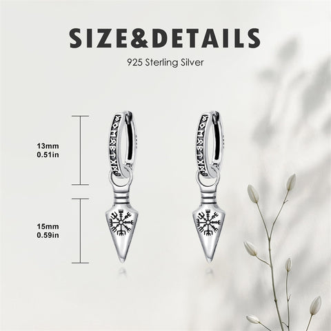 Sterling Silver Viking Raven Stud Dangle Earrings