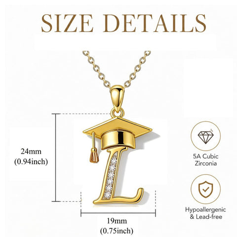 Initial  Graduation 14K Gold Plated Inspiring Grad Pendant Necklace Graduations Jewelry Gifts