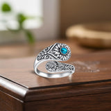 Sterling SilverMustard Seed Turtle Ocean Butterfly Dragonfly Turquoise Adjustable  Spoon Ring Spoon Jewelry for Women