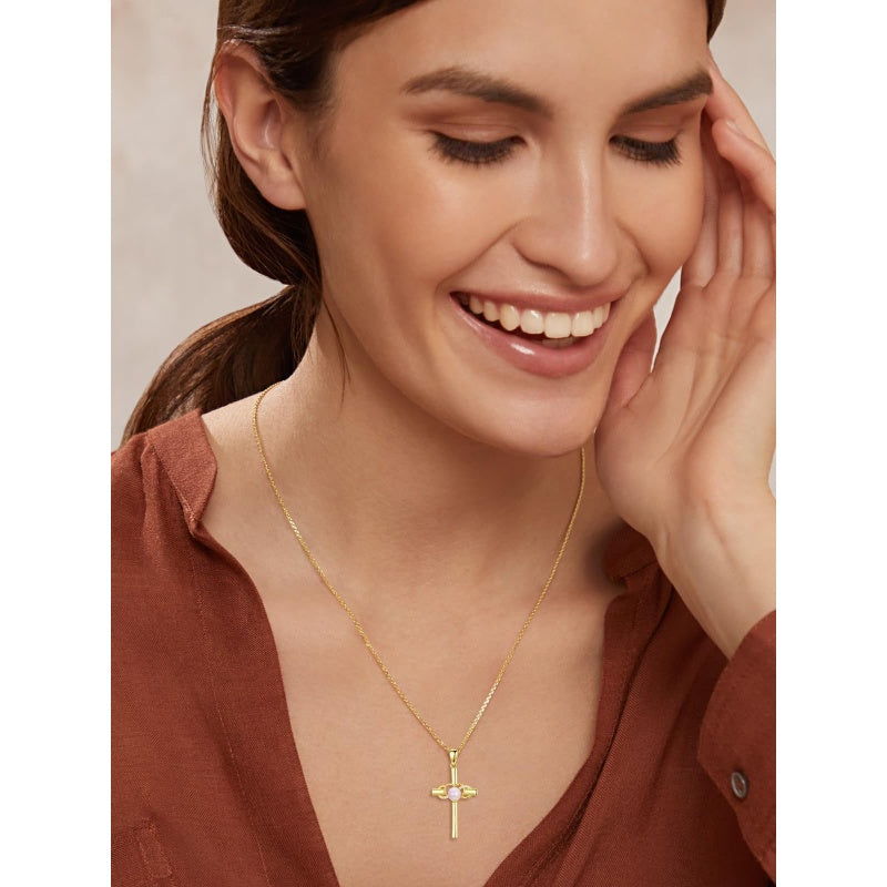 14K Gold Plated Cross Pendant Necklace for Women