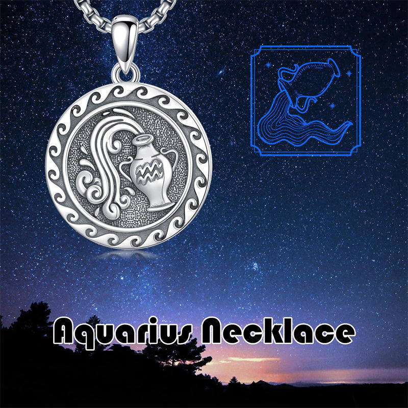 Sterling Silver 12 Zodiac Astrology Horoscope Pendant Necklace