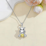 Sterling Silver Birthstone Hippo Pendant Necklace Birthday Christmas Gift