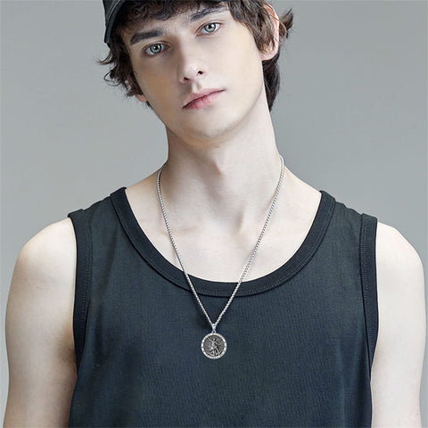 Sterling Silver St Michael St Christopher Pendant Necklace for Men