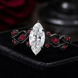 Sterling Silver 10K 14K 18K Gold Custom Engraved  Moissanite Gothic Ring for Women Halloween Gift