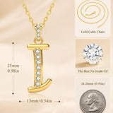 Cubic Zircon 14K Gold Plated Initial Letter A-Z Pendant Necklace
