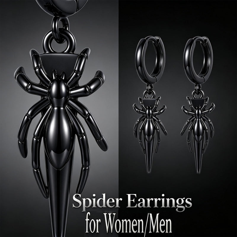 Sterling Silver Feather Arrow  Skull Spider Bat Scorpion Hoop Earrings Halloween Christmas Gift
