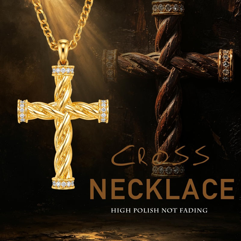 14K Gold  Plated Cross Necklace Simple Religious Jewelry Gift