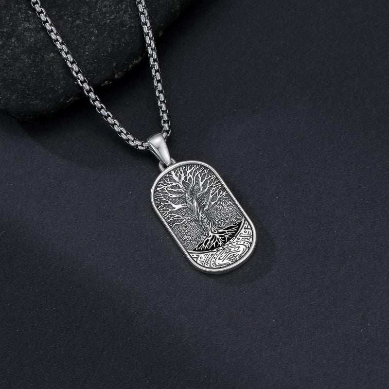 Sterling Silver Memento Mori Tree of Life Anubis Pendant Viking Amulet   Protection Pendant Necklace Halloween Gift