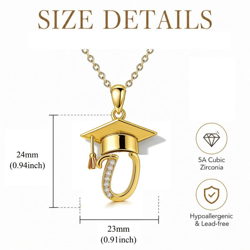 Initial  Graduation 14K Gold Plated Inspiring Grad Pendant Necklace Graduations Jewelry Gifts