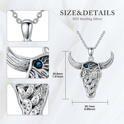 Sterling Silver  Bull Pendant Necklace