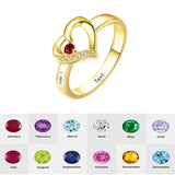 10K 14K 18K Gold Personalized 1-6 Stones Engraved Heart Mother Ring for Mother's Day