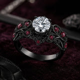Sterling Silver 10K 14K 18K Gold Custom Engraved  Moissanite Gothic Ring for Women Halloween Gift