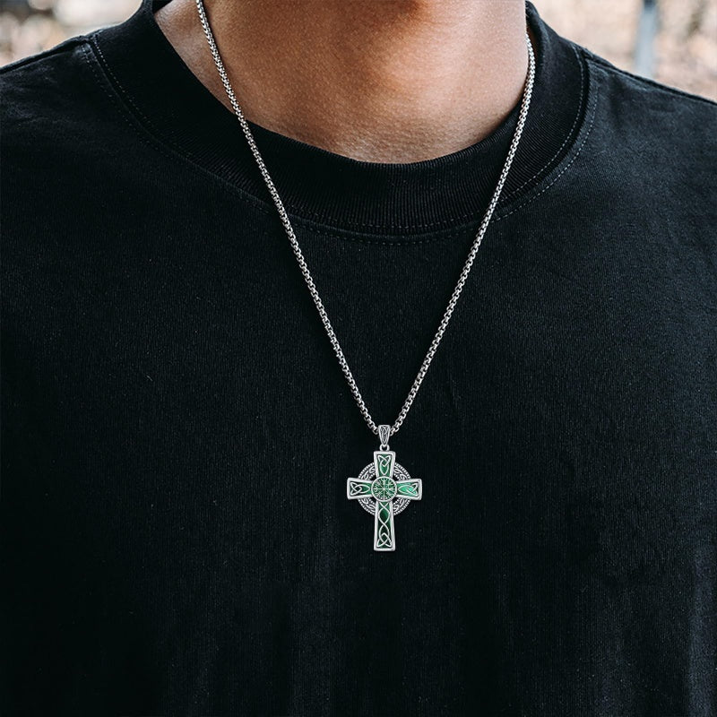 14K Gold Plated Celtic Vikin Cross Pendant Necklace Irish Jewelry Religious Protective Gift