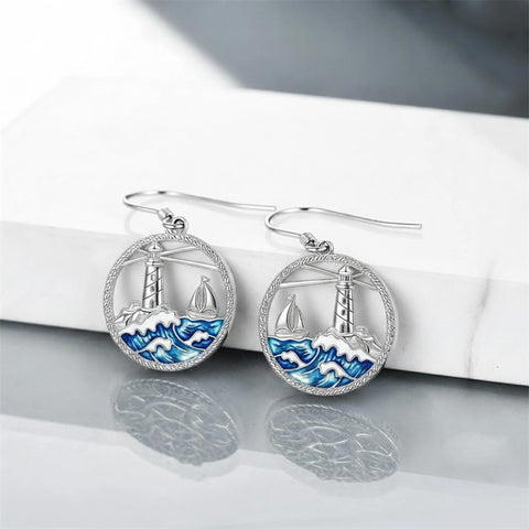 Sterling Silver Dolphin Dangle Earrings
