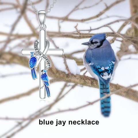 Sterling Silver  Hummingbird Blue Jay Dragonfly Butterfly Cross Necklace Engraved with I Love You Forever