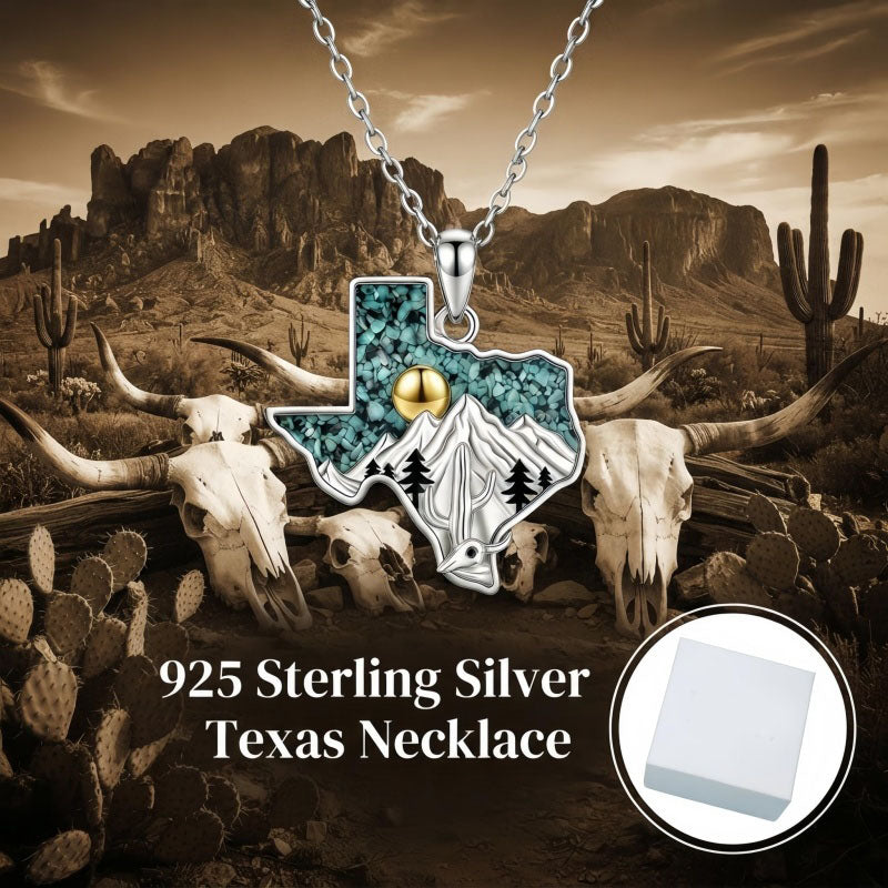 Sterling Silver  Bluebonnets Cow Skull Cowboy Hat Boot Cactus Cowgirl Texas Necklace Texas Necklace