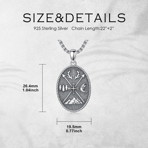 Sterling Silver Deer Bass Fish Wild Duck Fish Hook Pendant Necklace Hunting Jewelry Gifts for Men