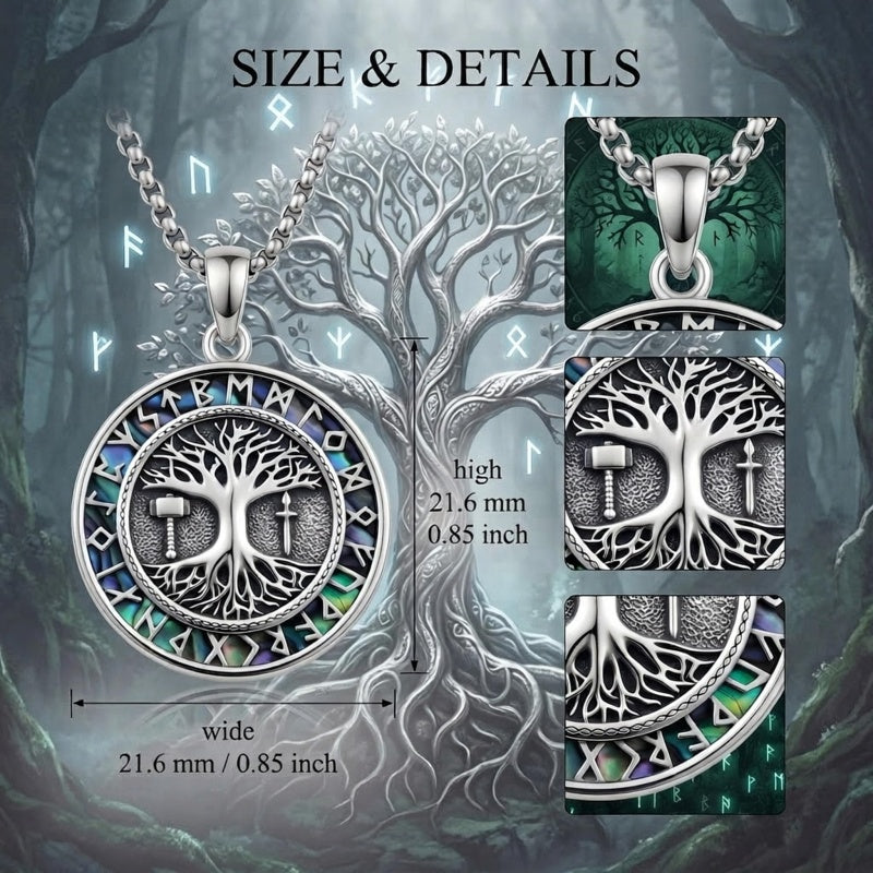 Sterling Silver Peace Sign Coexist Peace Symbol Pirate Tree of Life Thor's Hammer Wolf Raven Viking Series Necklace