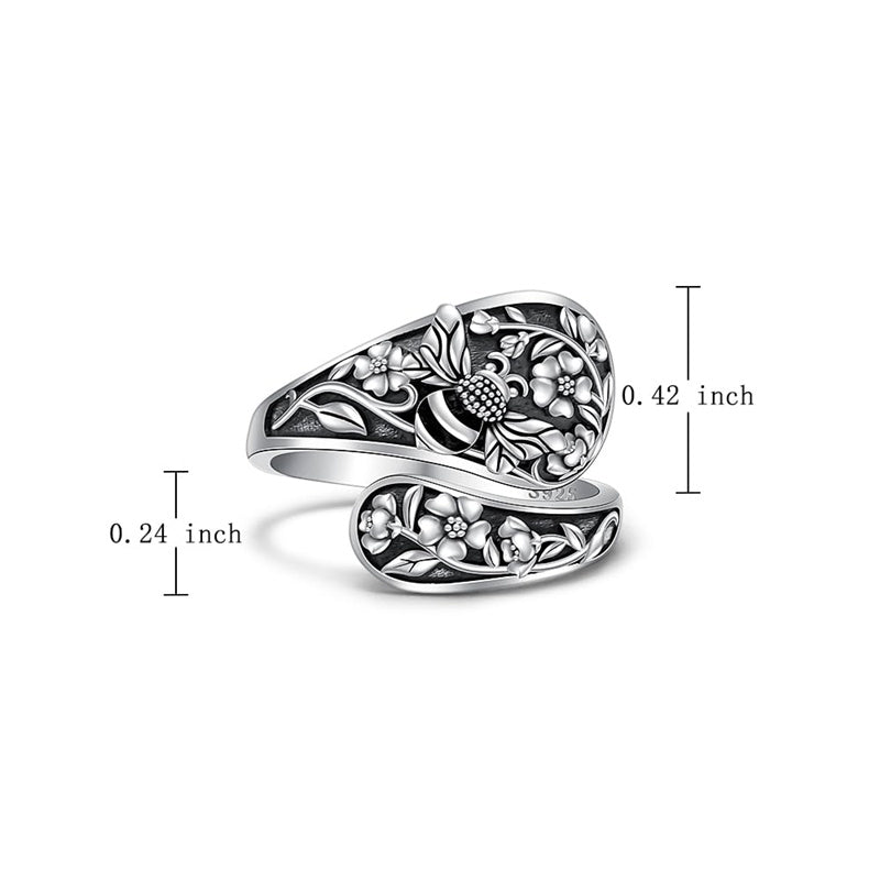 Sterling Silver Oxidized Dragonfly Butterfly Hummingbird Sea Turtle Anchor Cross Tree of Life Sunflower Spoon Ring