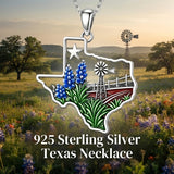 Sterling Silver  Bluebonnets Cow Skull Cowboy Hat Boot Cactus Cowgirl Texas Necklace Texas Necklace