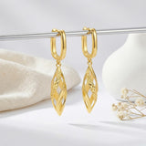 14k Gold Plated Striking Rhombus- Shaped Twisted Design Earrings for Women