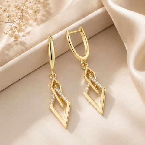 14K Gold Plated Dangle Drop Earrings for Women