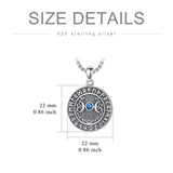 Sterling Silver Medusa Triple Moon Goddess Athena Pendant Necklace for Women