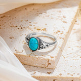 14K Gold Plated Turquoise Ring Western Jewelry Anniversary Birthday Gift for Women