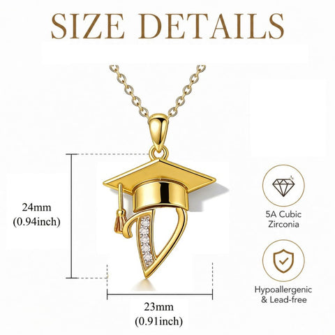 Initial  Graduation 14K Gold Plated Inspiring Grad Pendant Necklace Graduations Jewelry Gifts