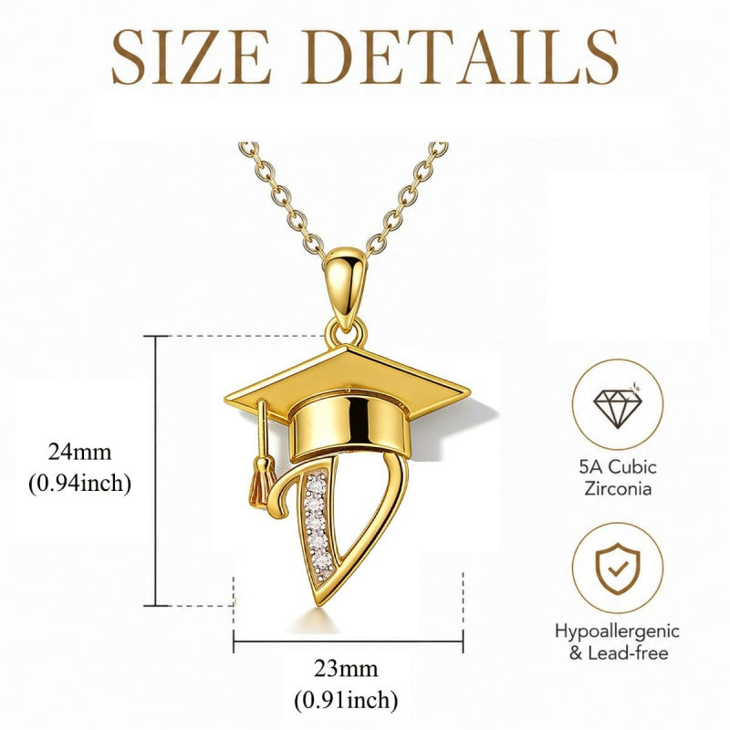 Initial  Graduation 14K Gold Plated Inspiring Grad Pendant Necklace Graduations Jewelry Gifts